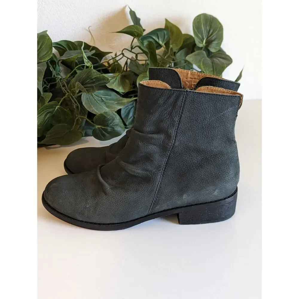 Joe's Ankle Boots Justice Leather Slouchy Boho Western Dark Gray Size 8.5